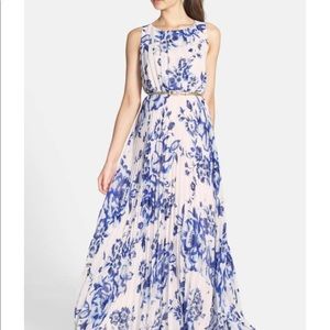 Eliza J pleated, navy and white dress